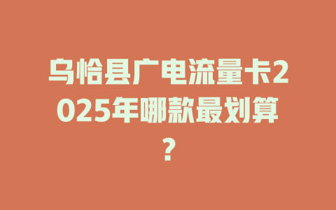 乌恰县广电流量卡2025年哪款最划算？
