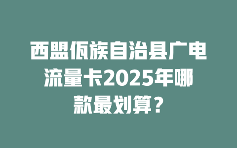 西盟佤族自治县广电流量卡2025年哪款最划算？
