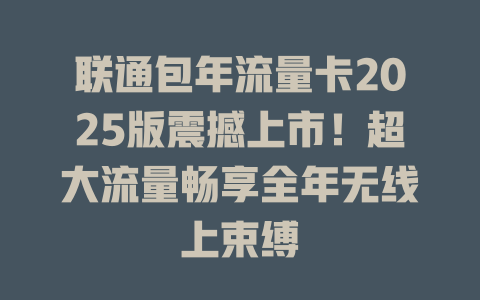 联通包年流量卡2025版震撼上市！超大流量畅享全年无线上束缚