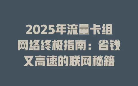 2025年流量卡组网络终极指南：省钱又高速的联网秘籍