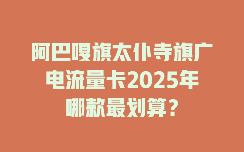 阿巴嘎旗太仆寺旗广电流量卡2025年哪款最划算？