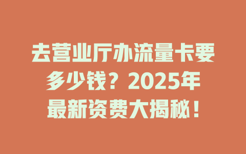 去营业厅办流量卡要多少钱？2025年最新资费大揭秘！