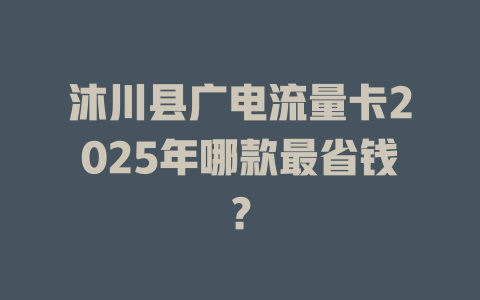沐川县广电流量卡2025年哪款最省钱？