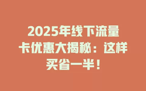 2025年线下流量卡优惠大揭秘：这样买省一半！
