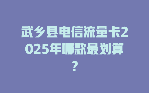 武乡县电信流量卡2025年哪款最划算？