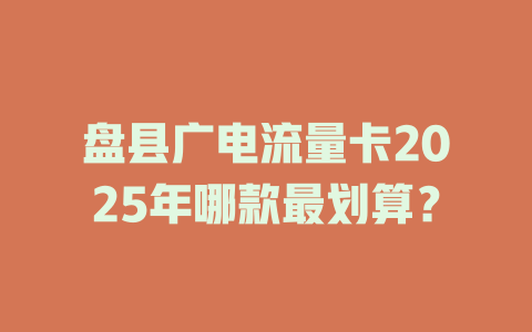 盘县广电流量卡2025年哪款最划算？