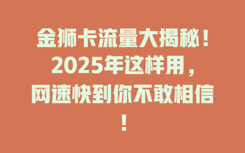 金狮卡流量大揭秘！2025年这样用，网速快到你不敢相信！