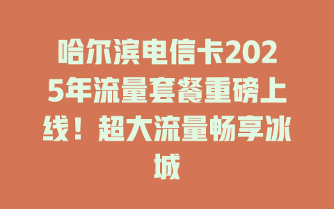 哈尔滨电信卡2025年流量套餐重磅上线！超大流量畅享冰城