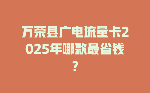 万荣县广电流量卡2025年哪款最省钱？