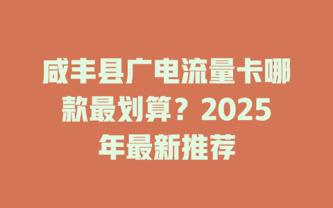 咸丰县广电流量卡哪款最划算？2025年最新推荐