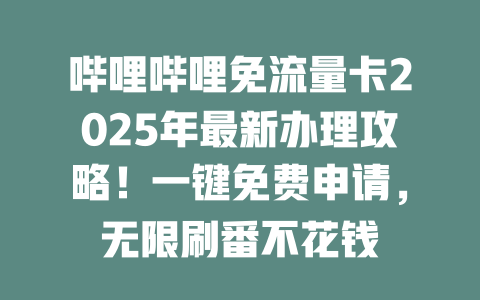 哔哩哔哩免流量卡2025年最新办理攻略！一键免费申请，无限刷番不花钱