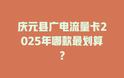 庆元县广电流量卡2025年哪款最划算？