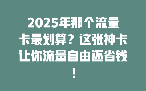 2025年那个流量卡最划算？这张神卡让你流量自由还省钱！