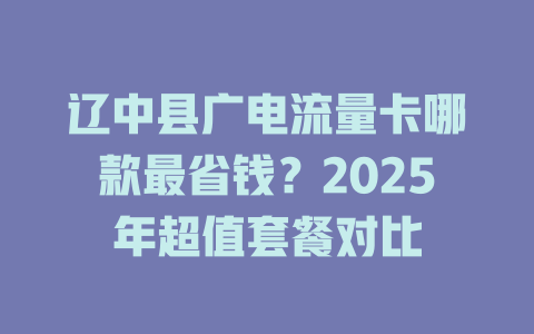 辽中县广电流量卡哪款最省钱？2025年超值套餐对比