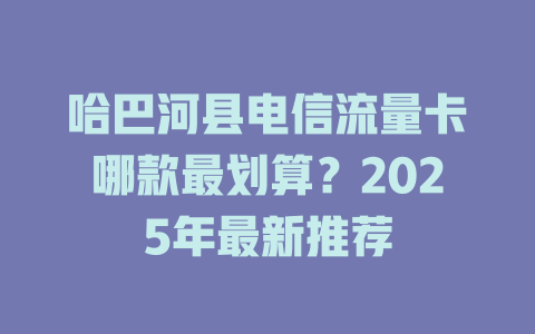 哈巴河县电信流量卡哪款最划算？2025年最新推荐