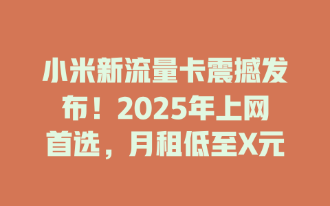 小米新流量卡震撼发布！2025年上网首选，月租低至X元