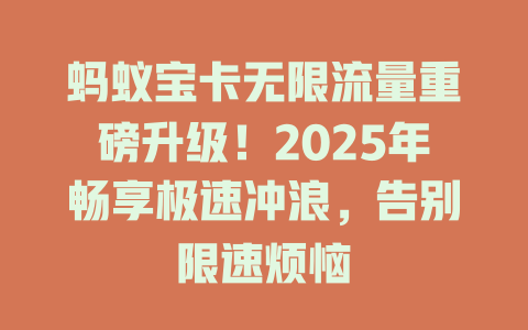 蚂蚁宝卡无限流量重磅升级！2025年畅享极速冲浪，告别限速烦恼
