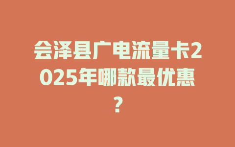 会泽县广电流量卡2025年哪款最优惠？