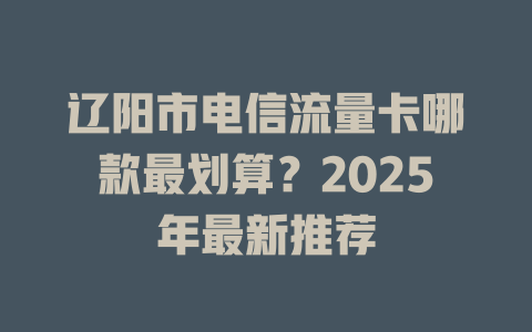 辽阳市电信流量卡哪款最划算？2025年最新推荐