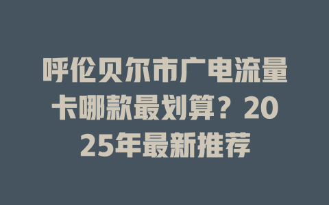 呼伦贝尔市广电流量卡哪款最划算？2025年最新推荐