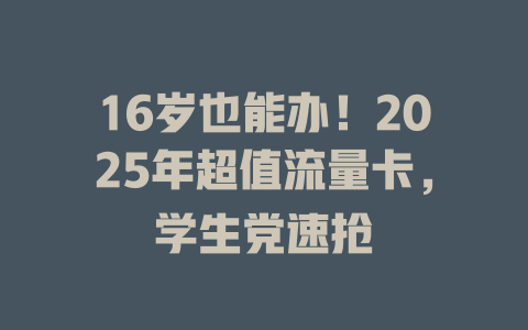 16岁也能办！2025年超值流量卡，学生党速抢