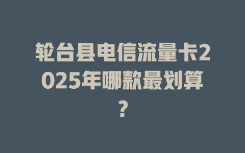 轮台县电信流量卡2025年哪款最划算？
