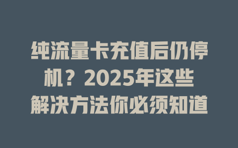 纯流量卡充值后仍停机？2025年这些解决方法你必须知道