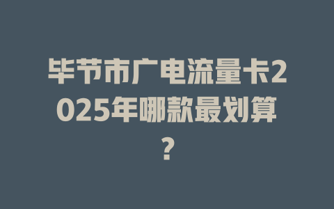 毕节市广电流量卡2025年哪款最划算？