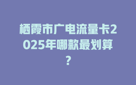 栖霞市广电流量卡2025年哪款最划算？