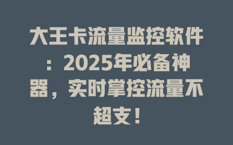 大王卡流量监控软件：2025年必备神器，实时掌控流量不超支！