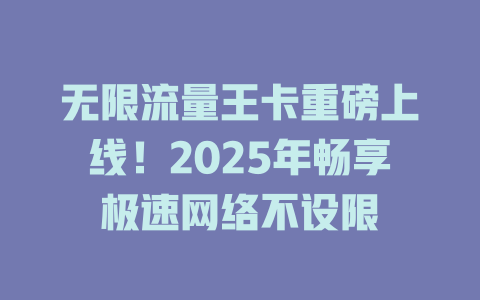 无限流量王卡重磅上线！2025年畅享极速网络不设限