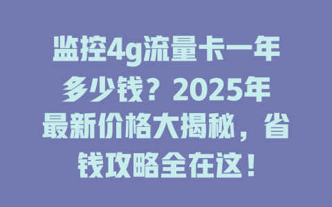 监控4g流量卡一年多少钱？2025年最新价格大揭秘，省钱攻略全在这！