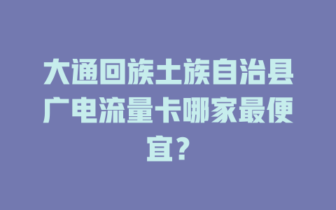 大通回族土族自治县广电流量卡哪家最便宜？