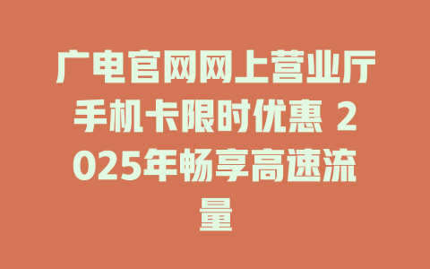 广电官网网上营业厅手机卡限时优惠 2025年畅享高速流量