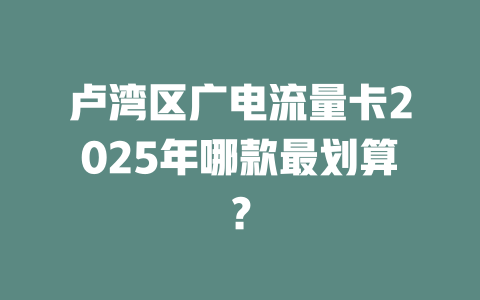 卢湾区广电流量卡2025年哪款最划算？