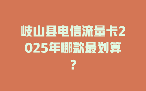 岐山县电信流量卡2025年哪款最划算？