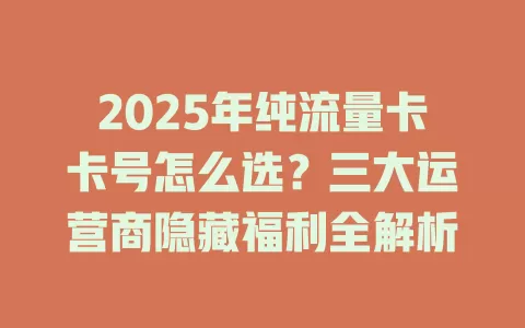 2025年纯流量卡卡号怎么选？三大运营商隐藏福利全解析