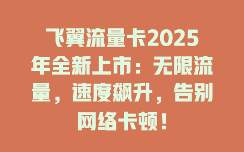 飞翼流量卡2025年全新上市：无限流量，速度飙升，告别网络卡顿！