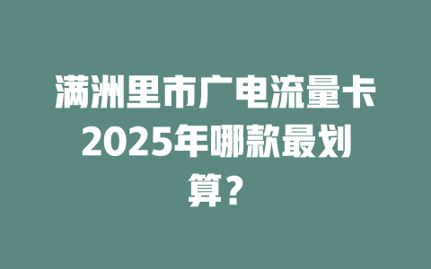 满洲里市广电流量卡2025年哪款最划算？