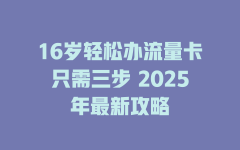 16岁轻松办流量卡只需三步 2025年最新攻略