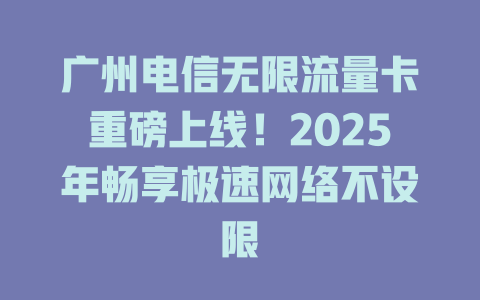 广州电信无限流量卡重磅上线！2025年畅享极速网络不设限