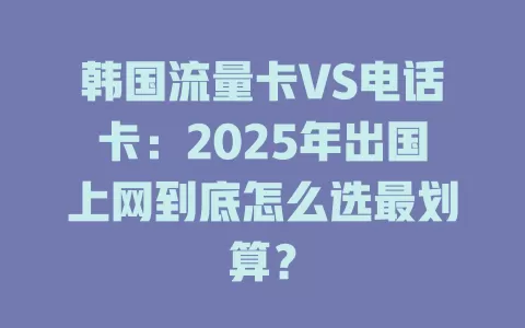 韩国流量卡VS电话卡：2025年出国上网到底怎么选最划算？