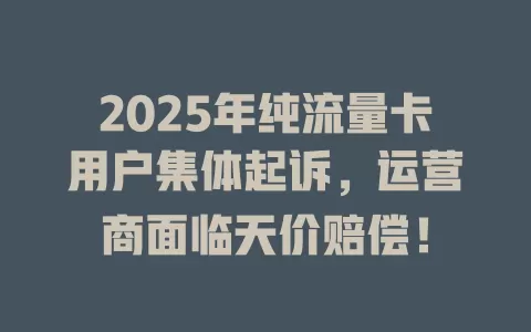 2025年纯流量卡用户集体起诉，运营商面临天价赔偿！