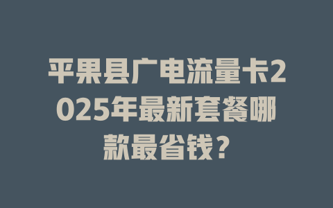 平果县广电流量卡2025年最新套餐哪款最省钱？