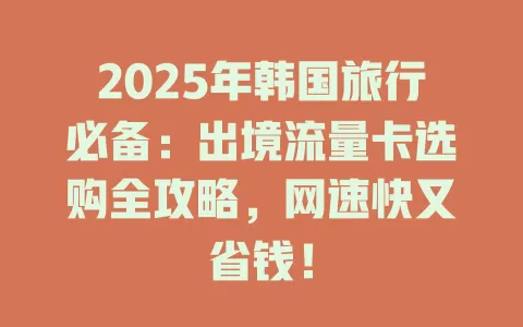 2025年韩国旅行必备：出境流量卡选购全攻略，网速快又省钱！