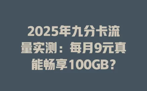2025年九分卡流量实测：每月9元真能畅享100GB？