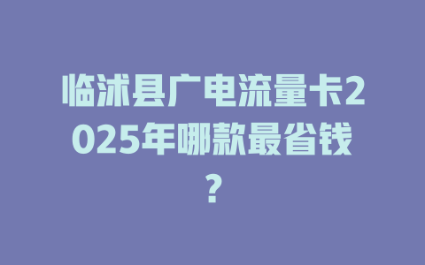 临沭县广电流量卡2025年哪款最省钱？