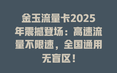 金玉流量卡2025年震撼登场：高速流量不限速，全国通用无盲区！