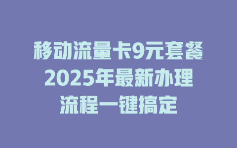 移动流量卡9元套餐2025年最新办理流程一键搞定