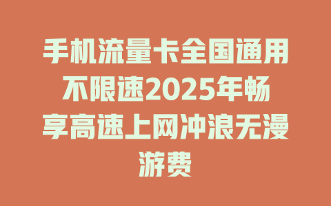 手机流量卡全国通用不限速2025年畅享高速上网冲浪无漫游费